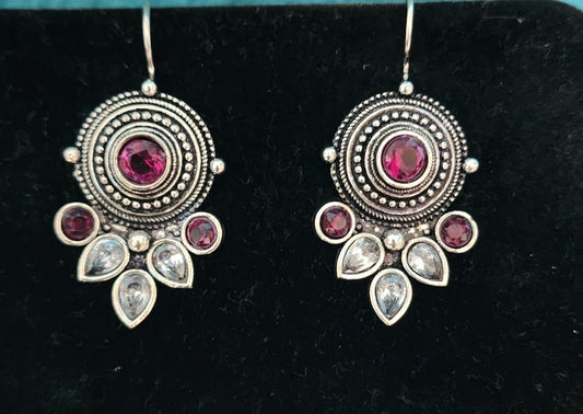 Kayan Hook Round Stone Earrings