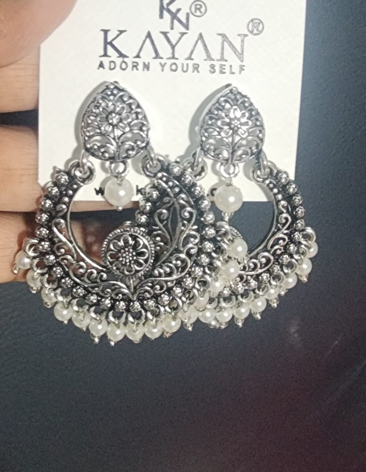 Kayan Oxidized Earring with Beads