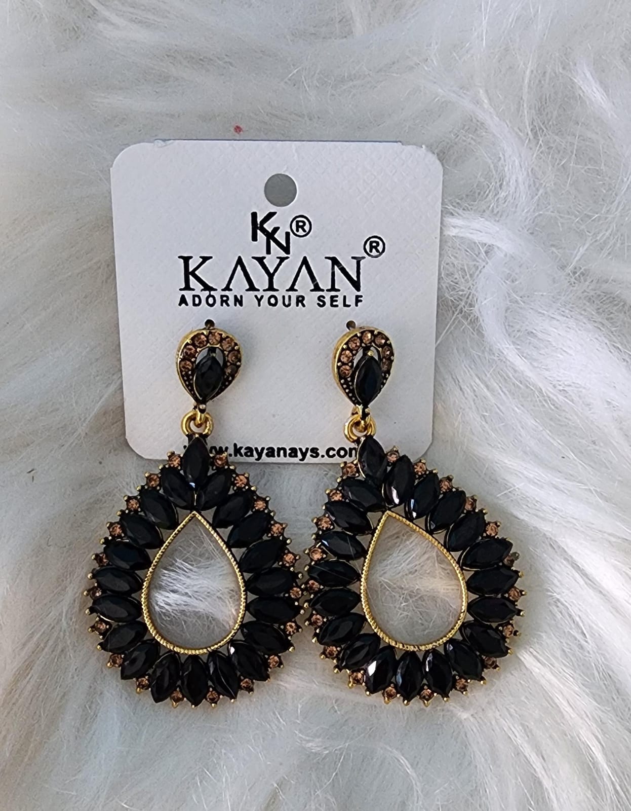 Kayan Tear Drop Design Stone Earrings