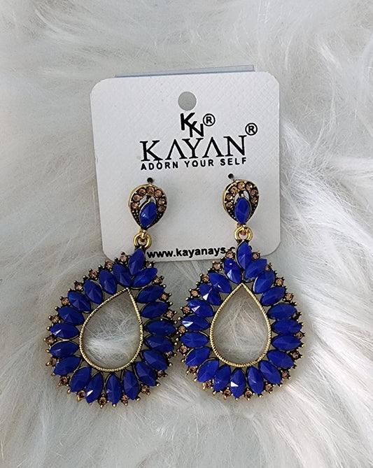 Kayan Tear Drop Design Stone Earrings