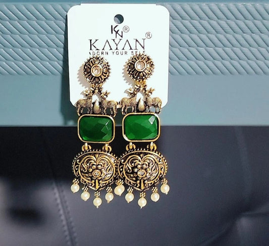 Reindeer Design Mehendi Color Earrings