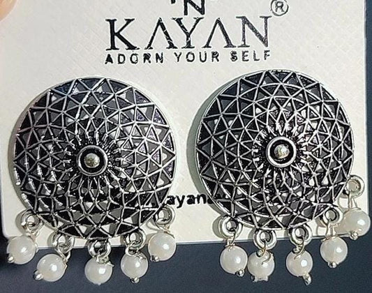 Big Round Stud with White Beads