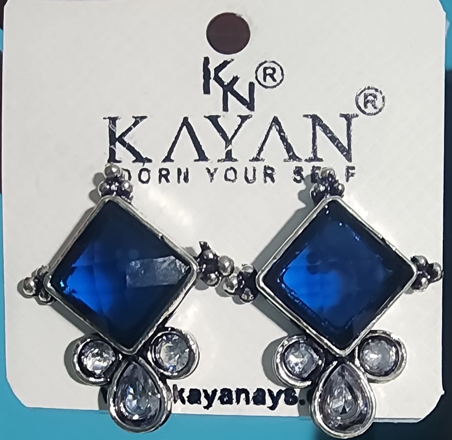 German Silver Diamond Shape Earrings