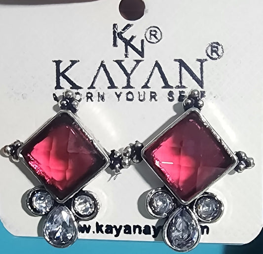 German Silver Diamond Shape Earrings