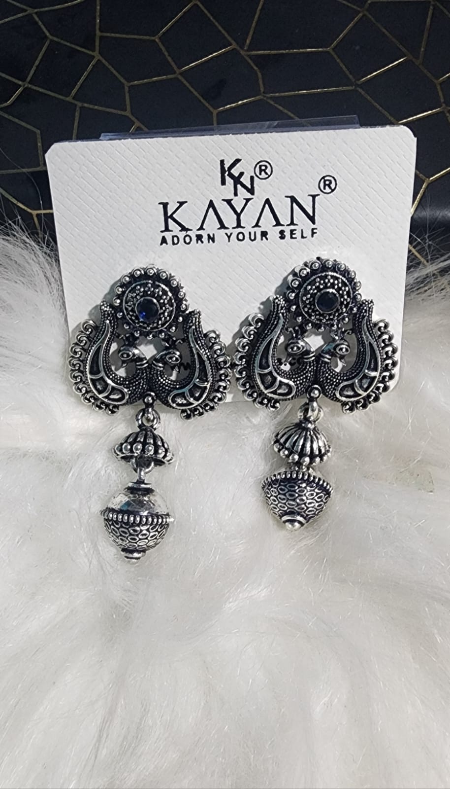 German Silver Twin Peacock Earrings