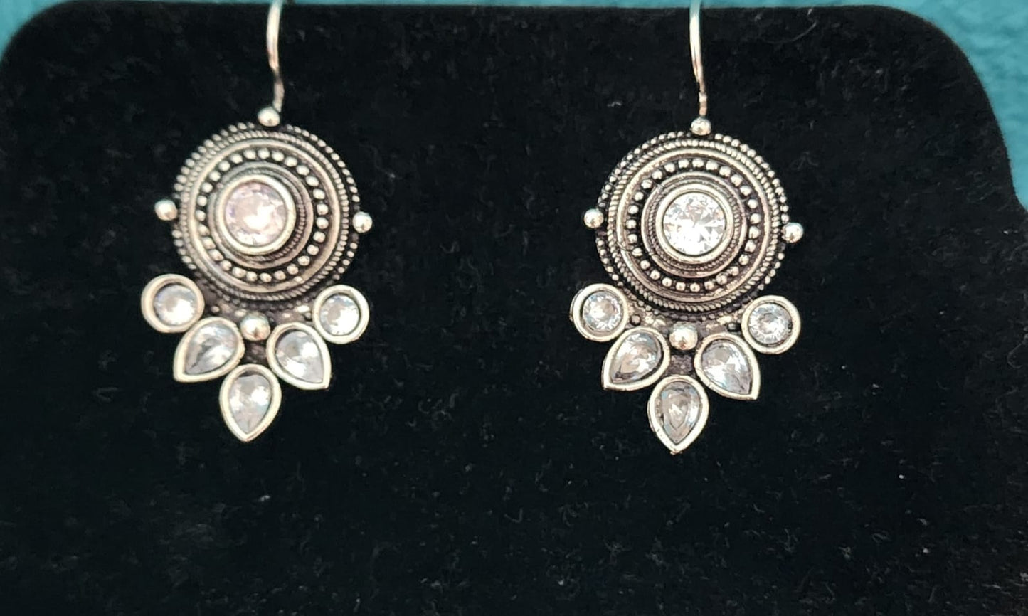 Kayan Hook Round Stone Earrings