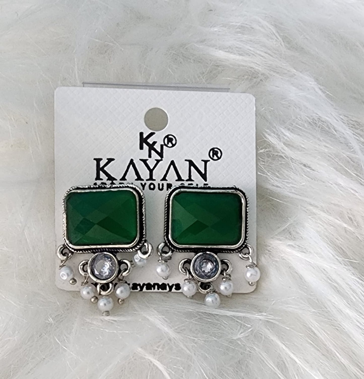 Kayan Rectangle Pearl Bead Studs
