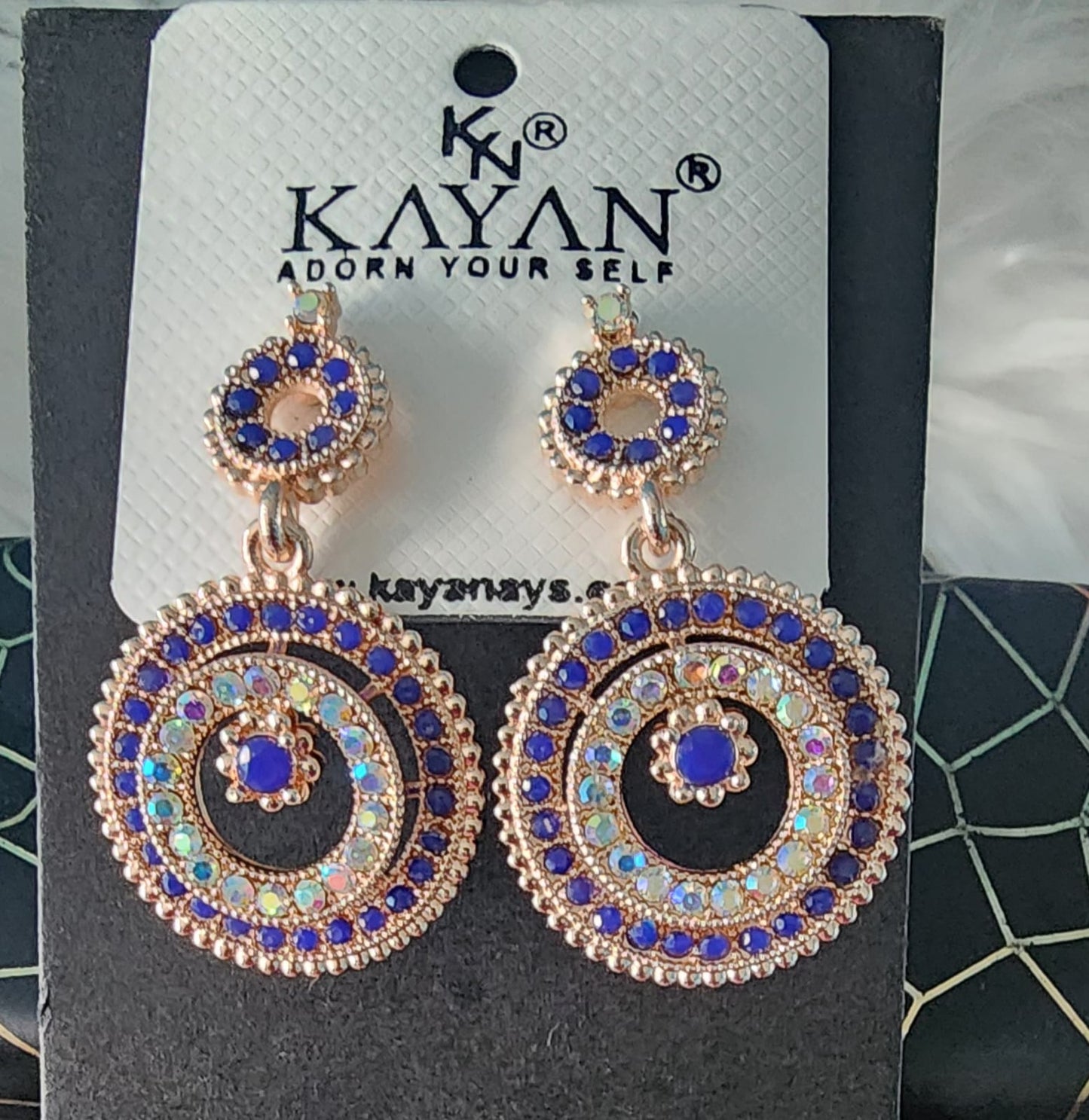 Kayan Rose Gold Round Stone Earrings