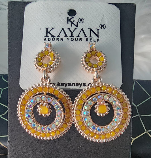 Kayan Rose Gold Round Stone Earrings