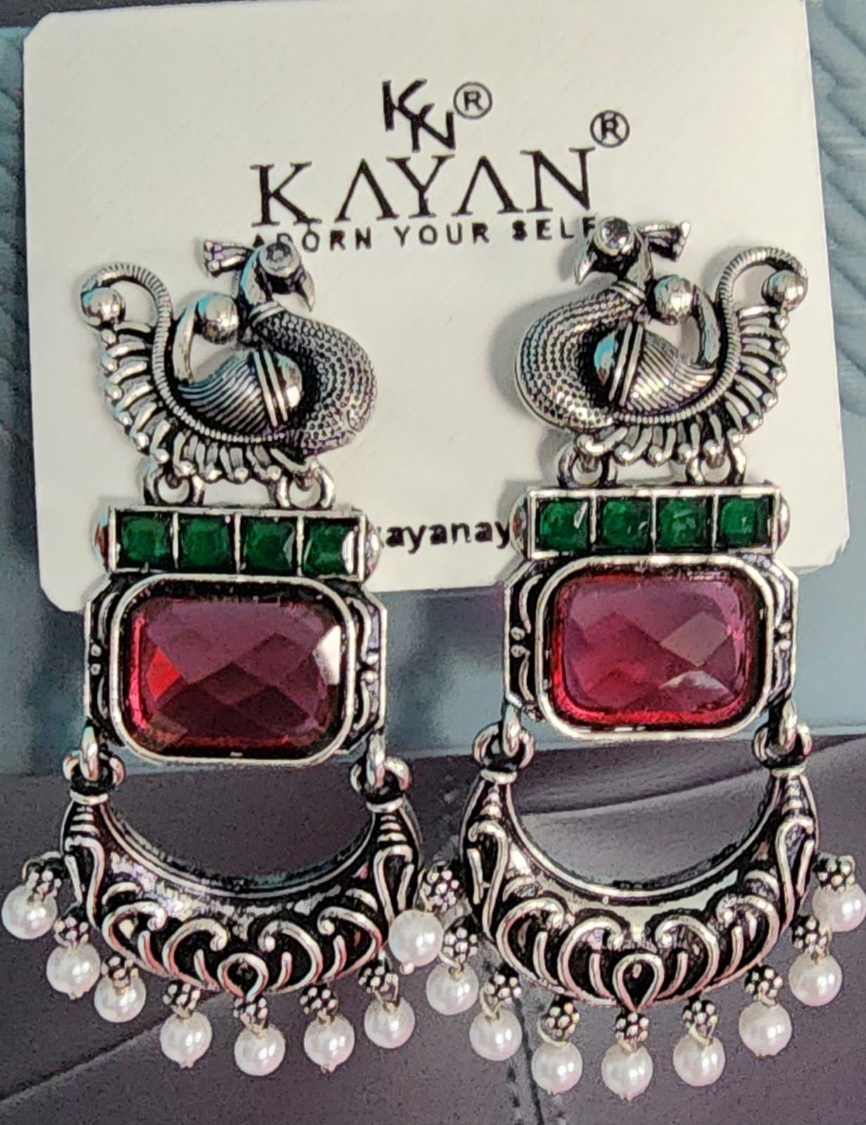 Kayan Silver Peacock Earrings