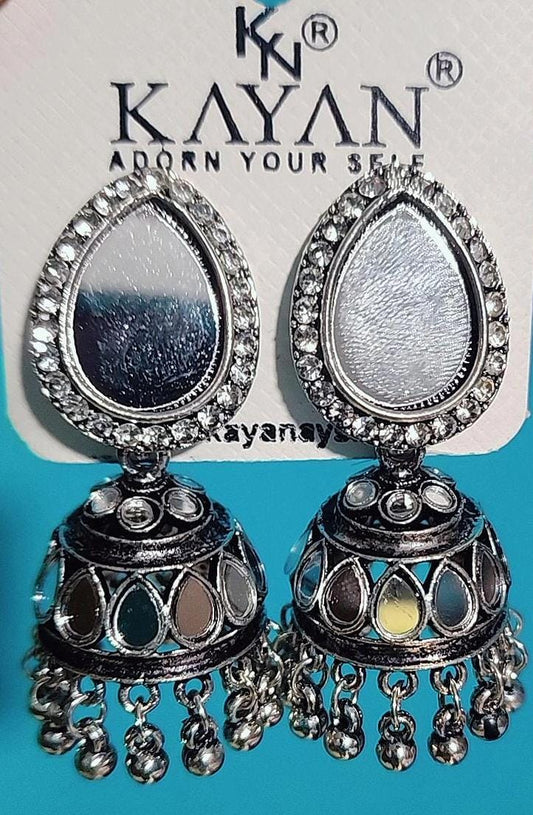 Silver Mirror Jhumka