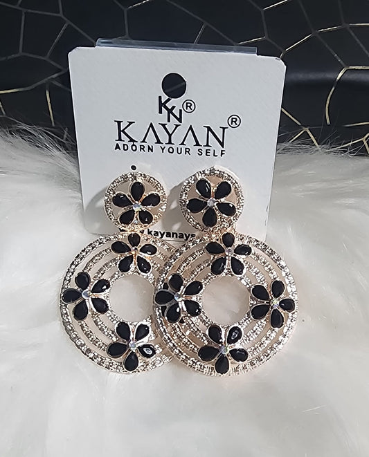 Rose Gold Finish Floral Earrings