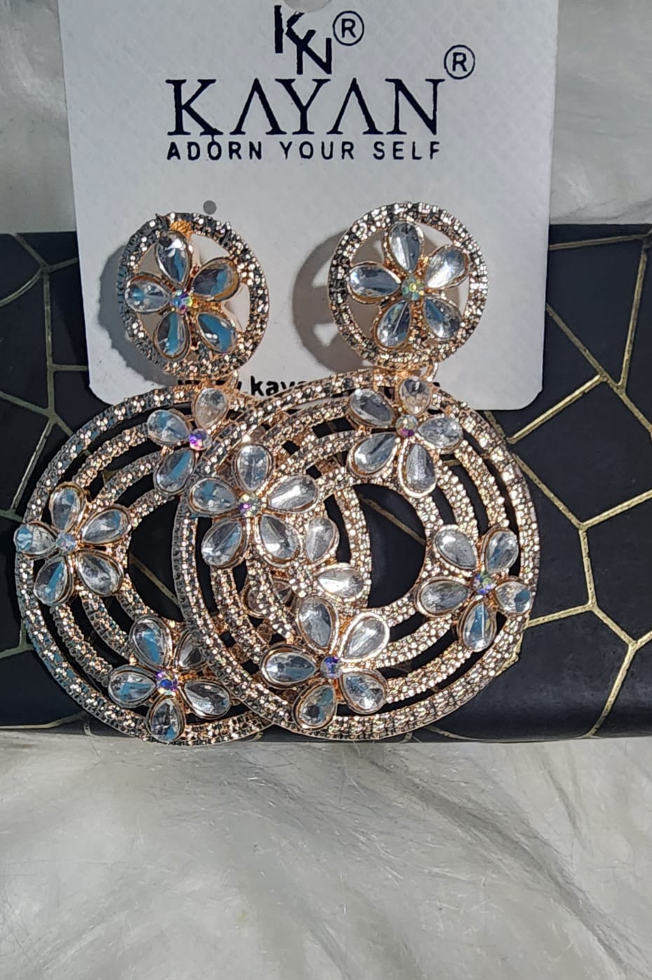 Rose Gold Finish Floral Earrings