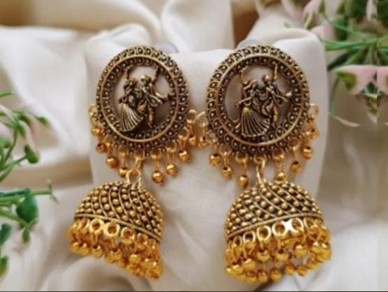 Traditional Radha Krishna Long Jhumka